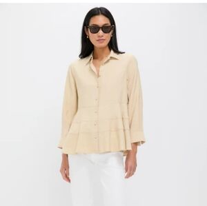 POMANDER PLACE TUCKERNUCK TAN ASHLEN BLOUSE SZ S